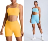 2-Pc Women’s Seamless Bandeau Braw w/ Removable Strap & Short Set