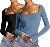 2-Pack Women’s Square Neck Long Sleeve Top