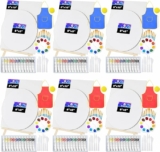6-Set Acrylic Paint & Sip Kit (6-Ct 8″x10″ Canvas, 6-Ct Drawing Board, 6-Ct Easels, 6-Ct Aprons, 6-Sets Paint Brushes, 6-Ct Palettes, 6-Sets of Paints, 6-Sets Palette Knives, 6-Ct Sponges, & 1 Tablecloth)