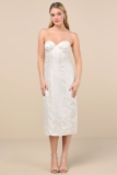 Adena White Jacquard Strapless Bustier Midi Dress