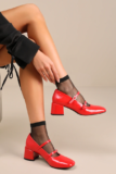 Vagabond Shoemakers Women’s Adison Flame Red Leather Strappy Mary Jane Pumps