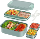 Adult Bento Box with 2 Sauce Containers and Utensil Set