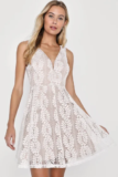 Women’s All of My Heart White Lace Skater Dress, Size XS & S