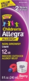 Allegra Children’s 12-Hour Allergy Relief Liquid, Non-Drowsy Indoor and Outdoor Allergy Medicine, 30 mg Fexofenadine HCI Antihistamine for Kids, Berry Flavor, 8 oz