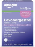 Amazon Basic Care Levonorgestrel 1.5 mg – Emergency Contraceptive Tablet, Morning After Pill, 1 Count (Compare to Plan B One-Step)
