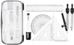 Amazon Basics 10-Piece Math Kit – Includes Compasses, Graphite, Eraser, Sharpener, Protractor, Triangles, Ruler, and Carrying Box