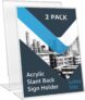 2-Pack Amazon Basics Acrylic Slant Back Sign Holder, 8.5 x11 Inches