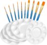 Amazon Basics Art Paintbrush Set, Include 20 pcs Paintbrush & 6 pcs Round Paint Tray Palettes