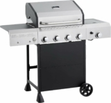 Amazon Basics Freestanding Gas Grill with Side Burner, 4 Burner (52,000 BTU), Black