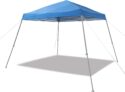 Amazon Basics Outdoor Pop Up Canopy, 8ft x 8ft Top Slant Leg with Wheeled Carry, Blue
