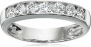 Amazon Collection Sterling Silver Platinum-Plated Infinite Elements Zirconia Round Channel Band Ring