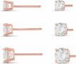 Set of 3 Amazon Essentials 14K Gold Plated Sterling Silver Round or Princess Cut Cubic Zirconia Stud Earring Set