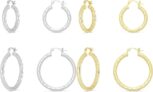 Amazon Essentials Plated Hammered Hoop Earring Set