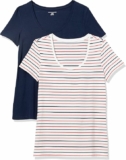 2-Pack Amazon Essentials womens Regular-Fit Short-Sleeve Scoop Neck T-Shirt