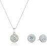 Amazon Essentials Sterling Silver Cubic Zirconia Halo Pendant Necklace and Stud Earrings Jewelry Set