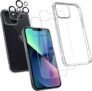 5-in-1 Clear iPhone 13 Case with 2 Pack Tempered Glass Screen Protector + 2 Pack Camera Lens Protector