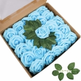 25pcs Blue Roses Fake