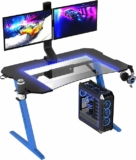 Home Office Gaming Table Z Shaped Gamer Workstation with Cup Holder and Headphone Hook