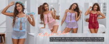 2-Pc Women’s Lace Polka Dot Cami & Short Set