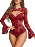 Women Lace Bodysuit with Crop Top