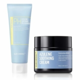 2-Pc Azulene K-Beauty Soothing Double Skin Care Duo for Sensitive Skin : Soothing PH Cleanser & Moisturizing Soothing Cream