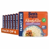 6-Pack BEN’S ORIGINAL READY RICE Coconut Jasmine Family Size Rice, Easy Dinner Side, 17.3 oz Pouch