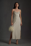 BHLDN Women’s Cali Satin Cowl-Neck Midi Slip Dress