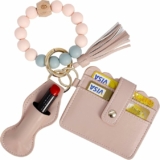 Silicone Beaded Bracelet w/ Wristlet Wallet, Chapstick Holder, and Tassel