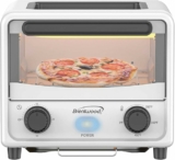 BRENTWOOD 500-Watt Stainless Steel Mini Toaster Oven, 3 liters, White