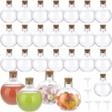 26 Pcs 6.8 oz Plastic Bottles with Corks + 5-Count Funnels