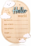 Wooden Birth Announcement Plaques Hello World Newborn Sign Board