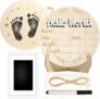 Baby Announcement Wooden Sign with Ink Pad, 5.9inch