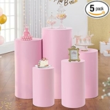 Set of 5 Baby Pink Cylinder Covers for Pedestal Stand