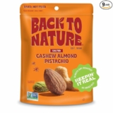 9-Pack Back to Nature Premium Nut Mix – Cashew, Almond & Pistachio Blend, Dry Roasted with Sea Salt, Non-GMO High Protein Snacks, 9 Ounce