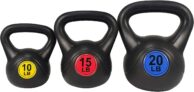Set of 3 BalanceFrom Wide Grip Kettlebell Exercise Fitness Weight Set, Includes 10 lbs, 15 lbs, 20 lbs