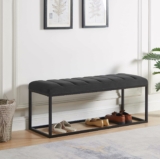 Ball & Cast Upholstered Channel Tufted Bench Entryway Bench Ottoman with Metal Frame, 43 Inch