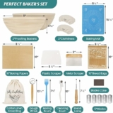 Bread Starter Making Kit w/ 2-Count Proofing Basket w/ Cloth Liner, Dough Whisk, Bowl Scraper, & More