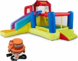 Banzai Climb ’N’ Bounce Bounce House with Slides, Basketball Hoops, Soccer Ball, and Blower