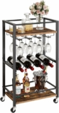 3 Tier Rolling Bar Cart