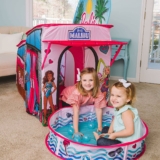 Barbie Dreamhouse Extra Large Pop Up Play Tent with Crawl Tunnel and Ball Pit, Over 7 feet Long, Playhouse Toy Folds Into Storage Bag, 20 Play Balls Included