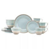 16-Pc Baum Bros. Stoneware Middle Line Dinnerware Set Blue