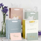 4-Sets Medium Sized 9″ Gift Bags with Handles incl. Matching Tissue Paper, Cards & Stickers (4-Ct Bags, 4-Ct Cards w/ Envelopes & Stickers, 4x Tissue Papers)