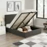 Full Size Platform Upholstered Bed Frame with Underneath Storage