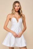 Women’s Best Charm White Taffeta Strapless Mini Dress