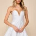 Women’s’ Sensational Feeling White Satin Off-the-Shoulder Mini Dress