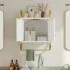 2 Tier Floating Shelves for Wall with Gold Metal Towel Bar and Hooks