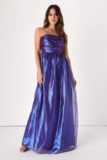 Women’s Beyond Precious Iridescent Blue Strapless Organza Gown