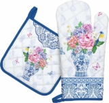 2-Pc Vase & Flower Oven Mitts & Pot Holders
