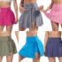 Womens Pleated Ruffle Mini Skort w/ with Pockets