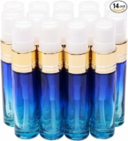 14Pcs 10ml (1/3 oz) Blue Gradient Color Perfume Atomizer Glass Vials Bottles